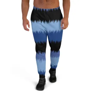 Blue Abstract Best Men's Joggers, Best Abstract Slim-Fit Fashionable Sweatpants-Made in USA/EU/MX