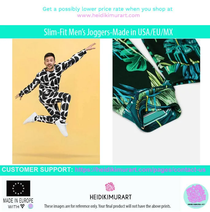 Blue Abstract Best Men's Joggers, Best Abstract Slim-Fit Fashionable Sweatpants-Made in USA/EU/MX