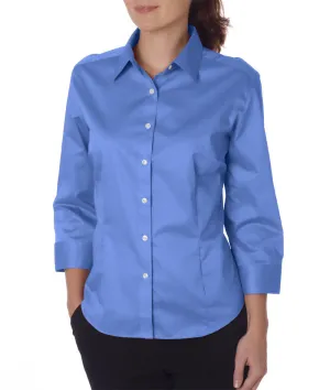 van heusen ladies' 3/4-sleeve dress twill - cobalt blue (xl)